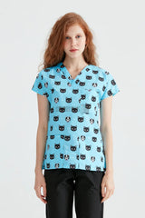 Cat Turquoise - Women - Blouse with Print