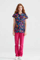 Navy Butterfly - Women - Blouse Elastane with Print