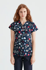 Navy Love - Women - Blouse Elastane with Print
