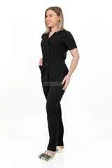 Black - Women - Belted Scrub Set Elastane