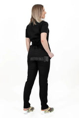 Black - Women - Belted Scrub Set Elastane