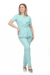 Mint Green - Women - Belted Scrub Set Elastane