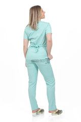 Mint Green - Women - Belted Scrub Set Elastane