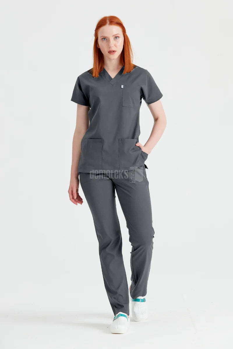 Dark Grey - Women - Scrub Set Classic Flex