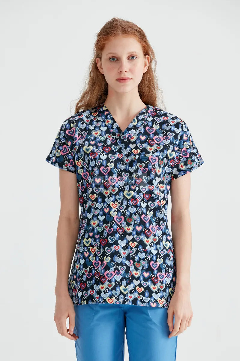 Mini Hearts - Women - Blouse Elastane  with Print
