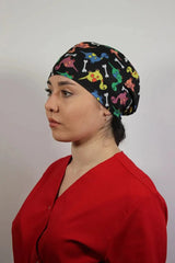 Μαύρο Unisex Ιατρικό Σκούφο – Χειρουργικό Καπέλο με Τύπωμα Δεινοσαύρων